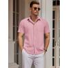 imageCOOFANDY Mens Casual Button Down Shirts Short Sleeve Business Shirts Lightweight Wrinkle Free Dress ShirtsPink