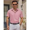 imageCOOFANDY Mens Casual Button Down Shirts Short Sleeve Business Shirts Lightweight Wrinkle Free Dress ShirtsPink