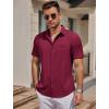 imageCOOFANDY Mens Casual Button Down Shirts Short Sleeve Business Shirts Lightweight Wrinkle Free Dress ShirtsWine Red