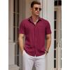 imageCOOFANDY Mens Casual Button Down Shirts Short Sleeve Business Shirts Lightweight Wrinkle Free Dress ShirtsWine Red
