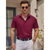 imageCOOFANDY Mens Casual Button Down Shirts Short Sleeve Business Shirts Lightweight Wrinkle Free Dress ShirtsWine Red