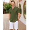 imageCOOFANDY Mens Casual Button Down Shirts Short Sleeve Textured Shirt Summer Untucked Vacation Beach Wedding ShirtsArmy Green