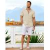 imageCOOFANDY Mens Casual Button Down Shirts Short Sleeve Textured Shirt Summer Untucked Vacation Beach Wedding ShirtsBeige