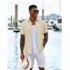 imageCOOFANDY Mens Casual Button Down Shirts Short Sleeve Textured Shirt Summer Untucked Vacation Beach Wedding ShirtsBeige