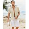 imageCOOFANDY Mens Casual Button Down Shirts Short Sleeve Textured Shirt Summer Untucked Vacation Beach Wedding ShirtsBeige
