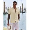 imageCOOFANDY Mens Casual Button Down Shirts Short Sleeve Textured Shirt Summer Untucked Vacation Beach Wedding ShirtsBeige