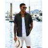 imageCOOFANDY Mens Casual Button Down Shirts Short Sleeve Textured Shirt Summer Untucked Vacation Beach Wedding ShirtsBlack