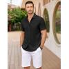 imageCOOFANDY Mens Casual Button Down Shirts Short Sleeve Textured Shirt Summer Untucked Vacation Beach Wedding ShirtsBlack