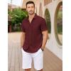 imageCOOFANDY Mens Casual Button Down Shirts Short Sleeve Textured Shirt Summer Untucked Vacation Beach Wedding ShirtsBurgundy