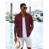 imageCOOFANDY Mens Casual Button Down Shirts Short Sleeve Textured Shirt Summer Untucked Vacation Beach Wedding ShirtsBurgundy