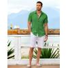 imageCOOFANDY Mens Casual Button Down Shirts Short Sleeve Textured Shirt Summer Untucked Vacation Beach Wedding ShirtsGreen