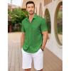 imageCOOFANDY Mens Casual Button Down Shirts Short Sleeve Textured Shirt Summer Untucked Vacation Beach Wedding ShirtsGreen