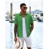 imageCOOFANDY Mens Casual Button Down Shirts Short Sleeve Textured Shirt Summer Untucked Vacation Beach Wedding ShirtsGreen