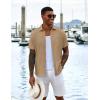 imageCOOFANDY Mens Casual Button Down Shirts Short Sleeve Textured Shirt Summer Untucked Vacation Beach Wedding ShirtsKhaki