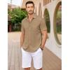imageCOOFANDY Mens Casual Button Down Shirts Short Sleeve Textured Shirt Summer Untucked Vacation Beach Wedding ShirtsKhaki