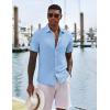 imageCOOFANDY Mens Casual Button Down Shirts Short Sleeve Textured Shirt Summer Untucked Vacation Beach Wedding ShirtsLight Blue