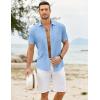 imageCOOFANDY Mens Casual Button Down Shirts Short Sleeve Textured Shirt Summer Untucked Vacation Beach Wedding ShirtsLight Blue
