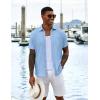 imageCOOFANDY Mens Casual Button Down Shirts Short Sleeve Textured Shirt Summer Untucked Vacation Beach Wedding ShirtsLight Blue