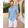 imageCOOFANDY Mens Casual Button Down Shirts Short Sleeve Textured Shirt Summer Untucked Vacation Beach Wedding ShirtsLight Blue