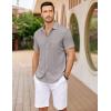 imageCOOFANDY Mens Casual Button Down Shirts Short Sleeve Textured Shirt Summer Untucked Vacation Beach Wedding ShirtsLight Grey