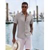 imageCOOFANDY Mens Casual Button Down Shirts Short Sleeve Textured Shirt Summer Untucked Vacation Beach Wedding ShirtsLight Grey