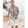 imageCOOFANDY Mens Casual Button Down Shirts Short Sleeve Textured Shirt Summer Untucked Vacation Beach Wedding ShirtsLight Grey