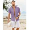imageCOOFANDY Mens Casual Button Down Shirts Short Sleeve Textured Shirt Summer Untucked Vacation Beach Wedding ShirtsLight Purple