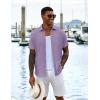 imageCOOFANDY Mens Casual Button Down Shirts Short Sleeve Textured Shirt Summer Untucked Vacation Beach Wedding ShirtsLight Purple