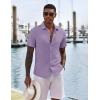 imageCOOFANDY Mens Casual Button Down Shirts Short Sleeve Textured Shirt Summer Untucked Vacation Beach Wedding ShirtsLight Purple