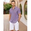 imageCOOFANDY Mens Casual Button Down Shirts Short Sleeve Textured Shirt Summer Untucked Vacation Beach Wedding ShirtsLight Purple