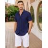 imageCOOFANDY Mens Casual Button Down Shirts Short Sleeve Textured Shirt Summer Untucked Vacation Beach Wedding ShirtsNavy