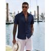imageCOOFANDY Mens Casual Button Down Shirts Short Sleeve Textured Shirt Summer Untucked Vacation Beach Wedding ShirtsNavy Blue