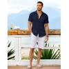 imageCOOFANDY Mens Casual Button Down Shirts Short Sleeve Textured Shirt Summer Untucked Vacation Beach Wedding ShirtsNavy Blue