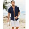 imageCOOFANDY Mens Casual Button Down Shirts Short Sleeve Textured Shirt Summer Untucked Vacation Beach Wedding ShirtsNavy Blue