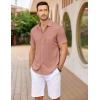 imageCOOFANDY Mens Casual Button Down Shirts Short Sleeve Textured Shirt Summer Untucked Vacation Beach Wedding ShirtsPink