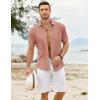 imageCOOFANDY Mens Casual Button Down Shirts Short Sleeve Textured Shirt Summer Untucked Vacation Beach Wedding ShirtsPink