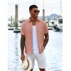 imageCOOFANDY Mens Casual Button Down Shirts Short Sleeve Textured Shirt Summer Untucked Vacation Beach Wedding ShirtsPink