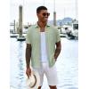 imageCOOFANDY Mens Casual Button Down Shirts Short Sleeve Textured Shirt Summer Untucked Vacation Beach Wedding ShirtsSage Green