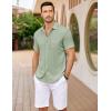 imageCOOFANDY Mens Casual Button Down Shirts Short Sleeve Textured Shirt Summer Untucked Vacation Beach Wedding ShirtsSage Green