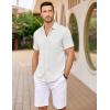 imageCOOFANDY Mens Casual Button Down Shirts Short Sleeve Textured Shirt Summer Untucked Vacation Beach Wedding ShirtsWhite