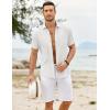 imageCOOFANDY Mens Casual Button Down Shirts Short Sleeve Textured Shirt Summer Untucked Vacation Beach Wedding ShirtsWhite