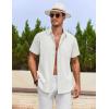imageCOOFANDY Mens Cotton Linen Shirts Casual Beach Shirts Short Sleeve Button Down Shirts Summer Vacation ShirtsAwhite
