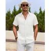 imageCOOFANDY Mens Cotton Linen Shirts Casual Beach Shirts Short Sleeve Button Down Shirts Summer Vacation ShirtsAwhite