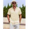 imageCOOFANDY Mens Cotton Linen Shirts Casual Beach Shirts Short Sleeve Button Down Shirts Summer Vacation ShirtsBeige