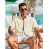 imageCOOFANDY Mens Cotton Linen Shirts Casual Beach Shirts Short Sleeve Button Down Shirts Summer Vacation ShirtsBeige