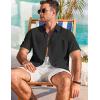 imageCOOFANDY Mens Cotton Linen Shirts Casual Beach Shirts Short Sleeve Button Down Shirts Summer Vacation ShirtsBlack