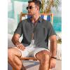 imageCOOFANDY Mens Cotton Linen Shirts Casual Beach Shirts Short Sleeve Button Down Shirts Summer Vacation ShirtsDark Gray