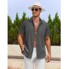 imageCOOFANDY Mens Cotton Linen Shirts Casual Beach Shirts Short Sleeve Button Down Shirts Summer Vacation ShirtsDark Gray