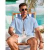 imageCOOFANDY Mens Cotton Linen Shirts Casual Beach Shirts Short Sleeve Button Down Shirts Summer Vacation ShirtsLight Blue