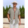 imageCOOFANDY Mens Cotton Linen Shirts Casual Beach Shirts Short Sleeve Button Down Shirts Summer Vacation ShirtsLight Gray